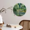Brug - Hout - Vijver - Waterlelies Wandcirkel kunststof plaat 5mm dik klein -sfeer4