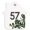 Wit met bladeren - Traditioneel Naambord Huisje klein -3d