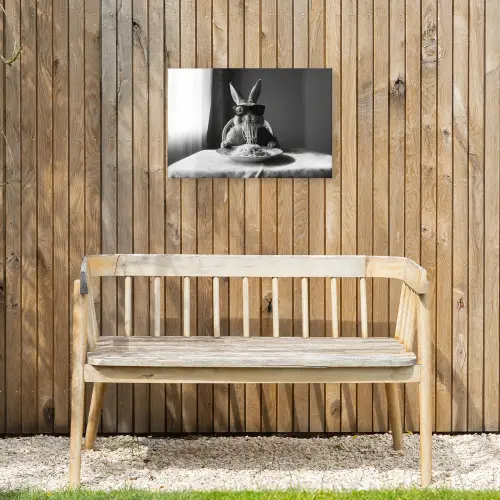 Konijn - Bunny - Zonnebril - Tafelkleed - Pasta - Schattig Tuinposter op houten frame 2 cm dik klein -sfeer4
