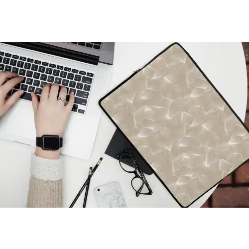 Organisch - Textuur - Beige laptophoes neopreen klein 279 -bureau