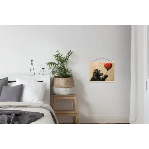 Street art - Chimpansee - Ballon - Graffiti - Banksy textielposter latten blank klein -woonkamer