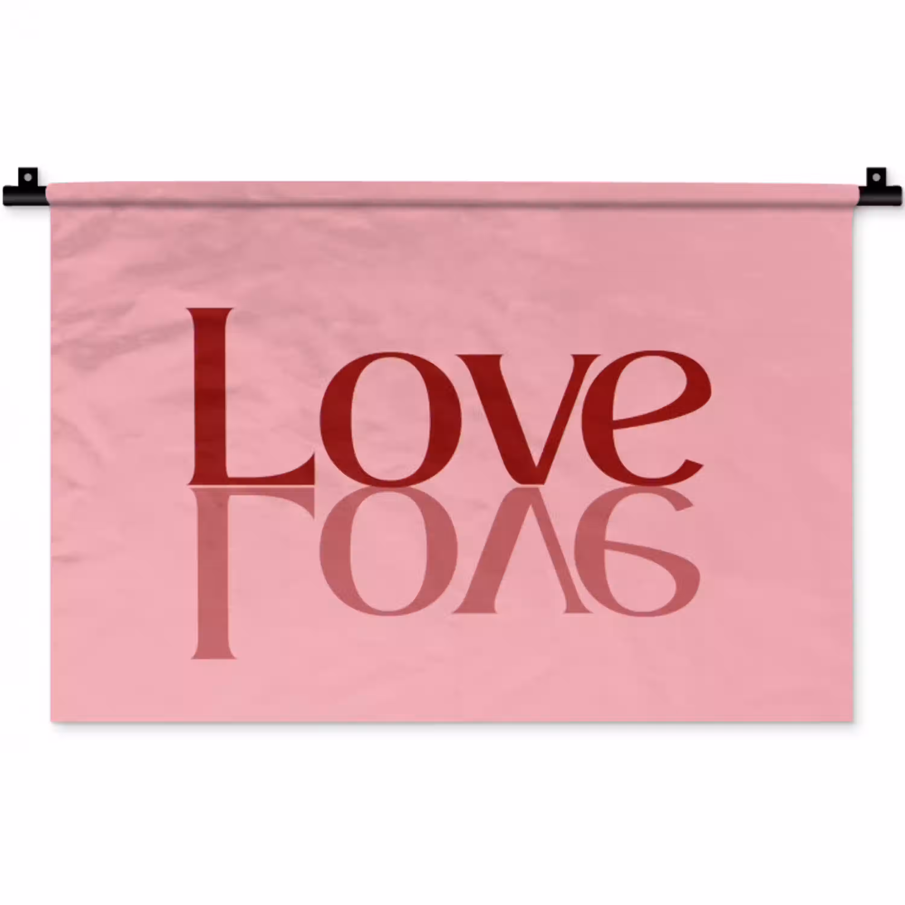 Love - Roze - Spiegeling Wandkleed katoen klein -zz3d