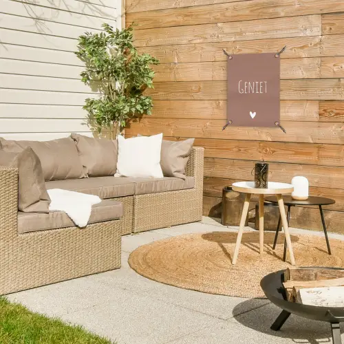 Geniet - Spreuken -Quotes tuinposter los doek klein -sfeer4