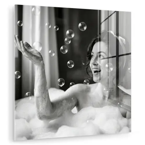 Bad - Bubbels - Zwart - Wit plexiglas 5mm klein -zzzproduct_nieuw