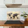 Wereldkaart - Goud - Zwart - Abstract keuken achterwand spatscherm klein -sfeer2