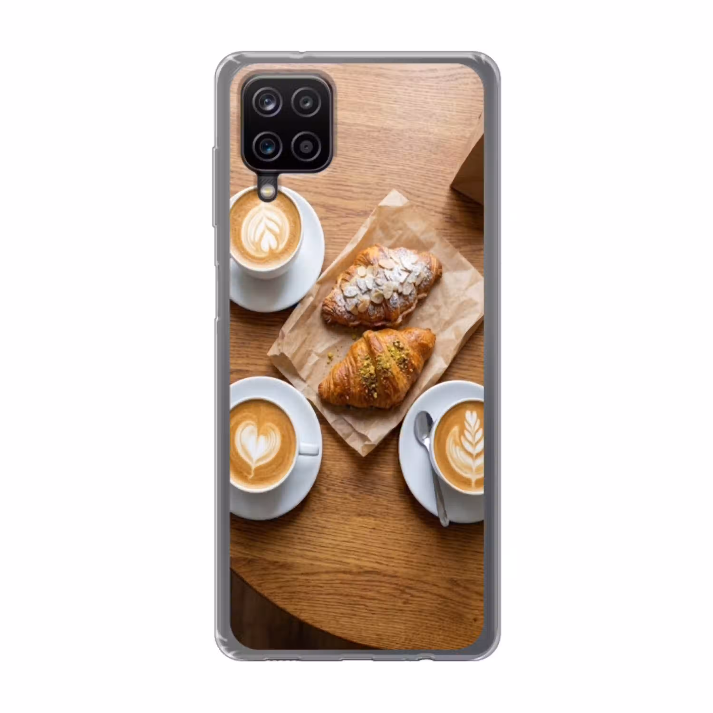 Eten - Croissant - Koffie - Ontbijt - Modern Telefoonhoesje Samsung Galaxy A12 klein -3d