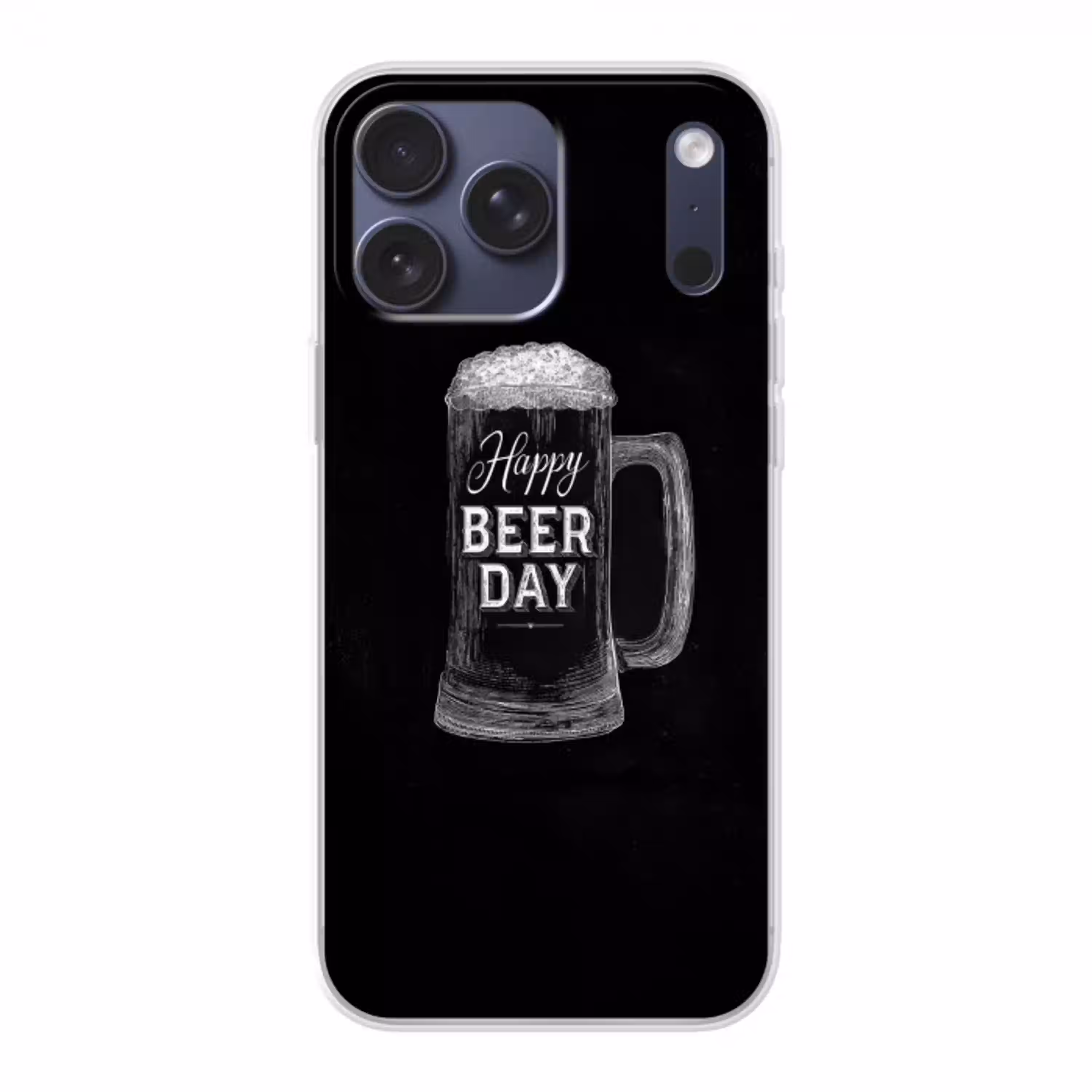 Bierpul - Witte krijtletters - Happy beer day Telefoonhoesje iPhone 17 Pro Max klein -3d