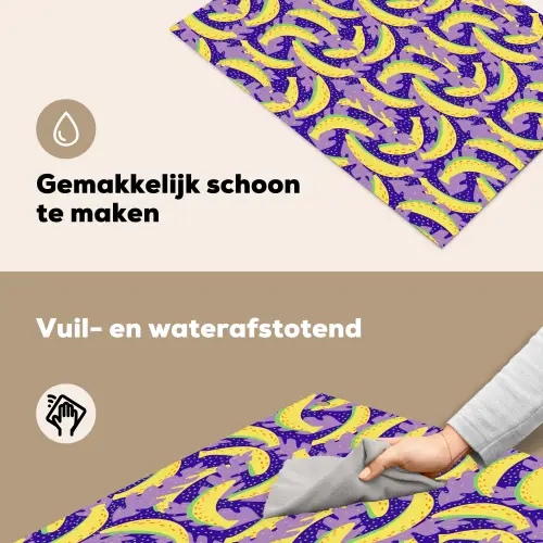 Bananen - Bladeren - Paars Inductie beschemer met haakjes klein 777 -ky-schoon-nl