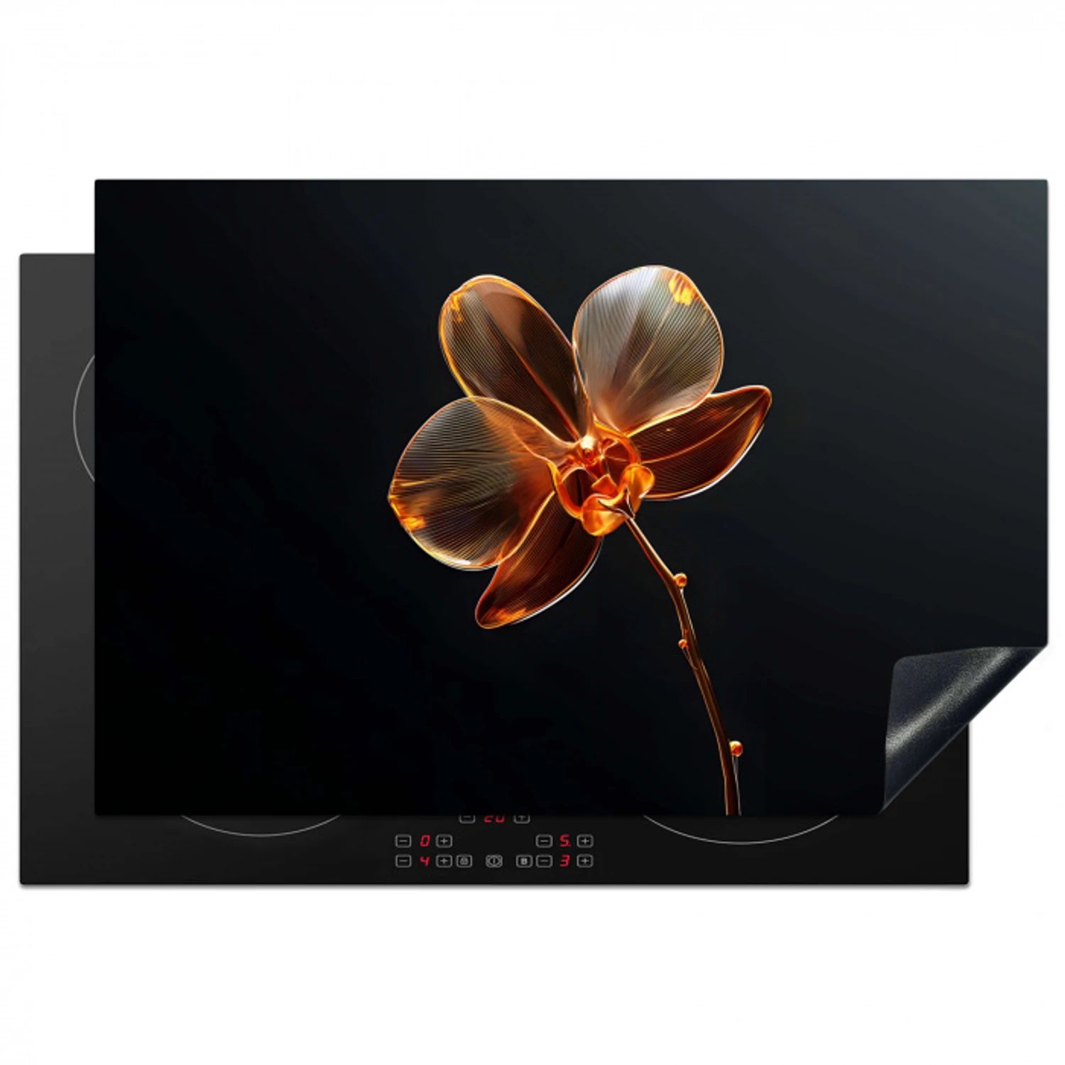 Orchidee - Doorzichtig - Bloem Inductie beschermer vinyl 3mm klein -3d