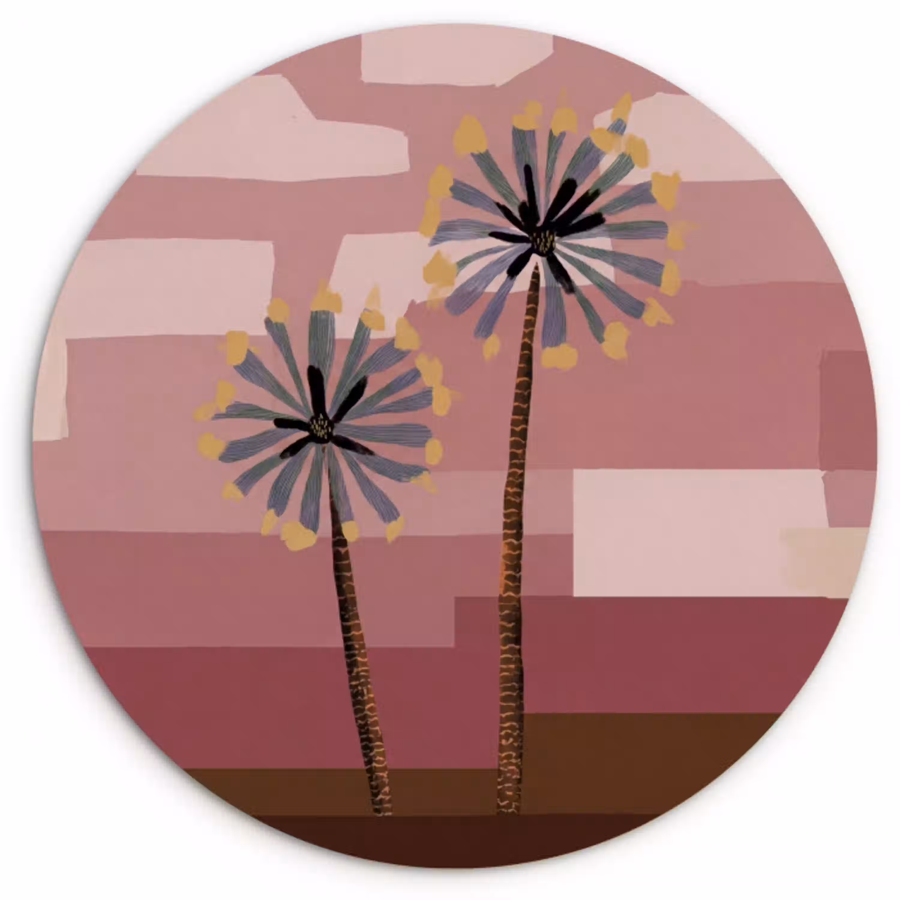 Illustratie - Bloemen - Vlakken - Abstract Wandcirkel kunststof plaat 5mm dik klein -3d