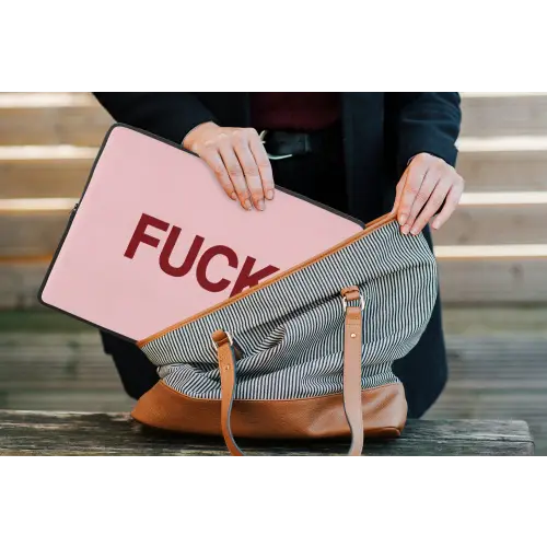 Statement - Krachtig - Roze laptophoes neopreen klein -tas