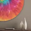 Regenboog - Tie dye - Kleurrijk - Blauw Akoestische PET Vilt - Rond klein -sfeer5_closeup