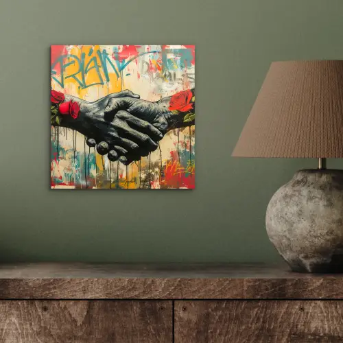 Graffiti - Rozen - Handen - Street art - Banksy aluminium wit klein -sfeer2