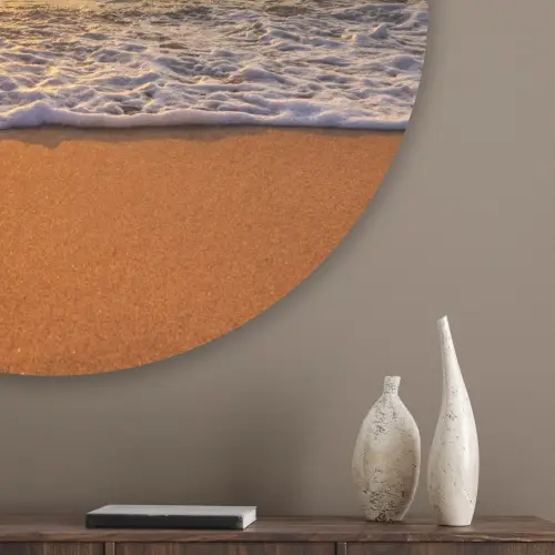 Strand - Zonsondergang - Zee - Wolken - Horizon Akoestische PET Vilt - Rond klein -sfeer5_closeup