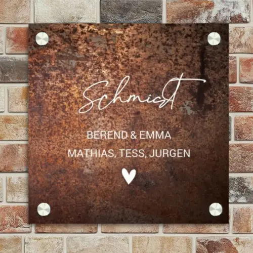 Verweerd metaal - Sierlijk Naambord Vierkant klein -sfeer2
