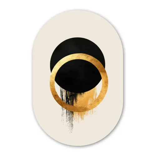 Abstract ontwerp - Zwarte cirkel - Verfvlekken Wandcirkel Ovaal Forex klein -3d