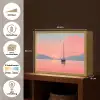 Zeilboot - Roze zee - Zonsondergang - Bergen Light Box met batterij (Wandlamp) middel -USP_websiteoverzichtNL