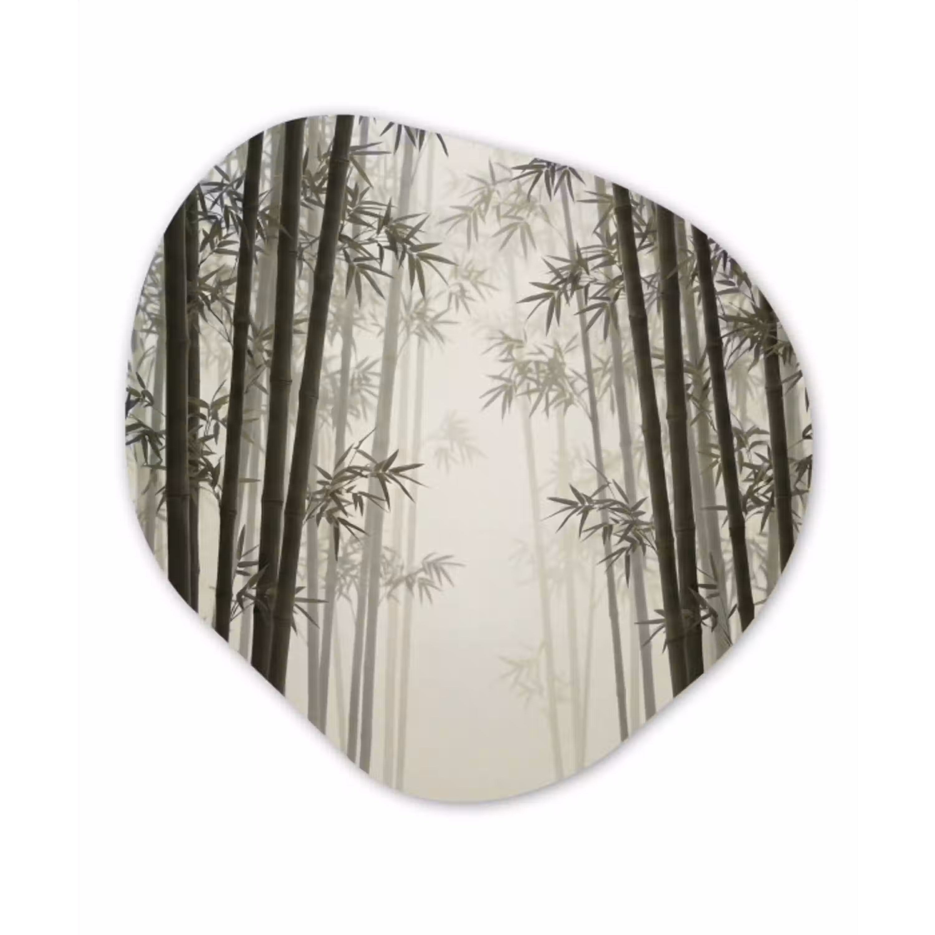 Bamboe - Bos - Mist - Natuur Wandcirkel Organisch Forex 3mm klein -3d