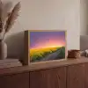 Bloemen - Weg - Lucht - Geel - Paars - Zonsondergang - Natuur Light Box met batterij (Wandlamp) middel -sfeer2