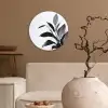 Plant - Bladeren - Minimalistisch - Zwart Wandcirkel plexiglas klein -sfeer1