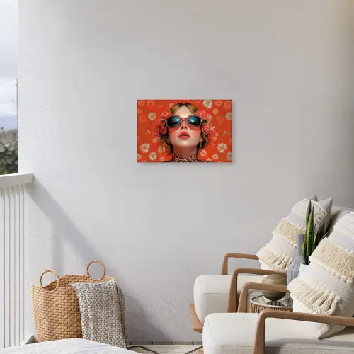 Vrouw - Kleurrijk - Dierenprint - Bloemen Tuinposter op houten frame 2 cm dik klein -sfeer1