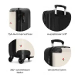 Beige achtergrond met patroon van kleine kersen NBS - Handbagage koffer - Unisex middel zzzzzzzbolletjes_DE