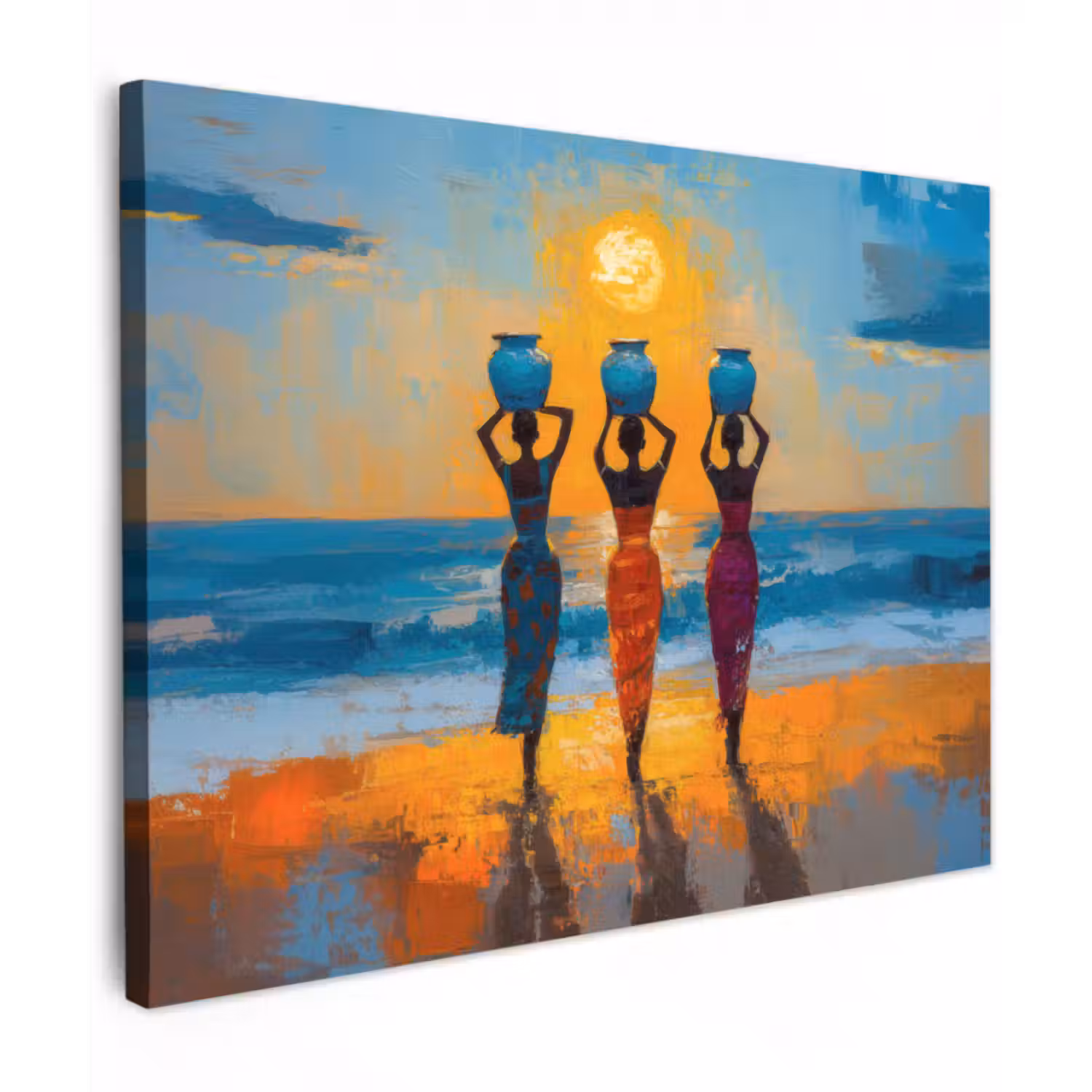 Leinwandbild - Frauen - Strand - Sonnenuntergang