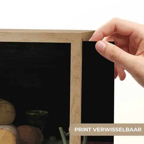 Stilleven met kazen - Kunstwerk - Oude meesters Light Box met batterij (Wandlamp) middel -USP_websiteprintNL