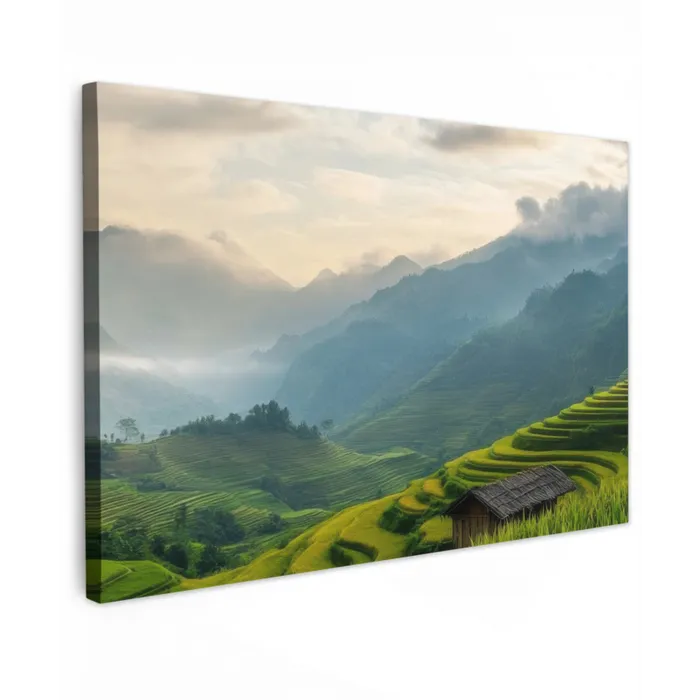 Rijstvelden - Bergen - Groen - Natuur canvas 2cm klein -z3d