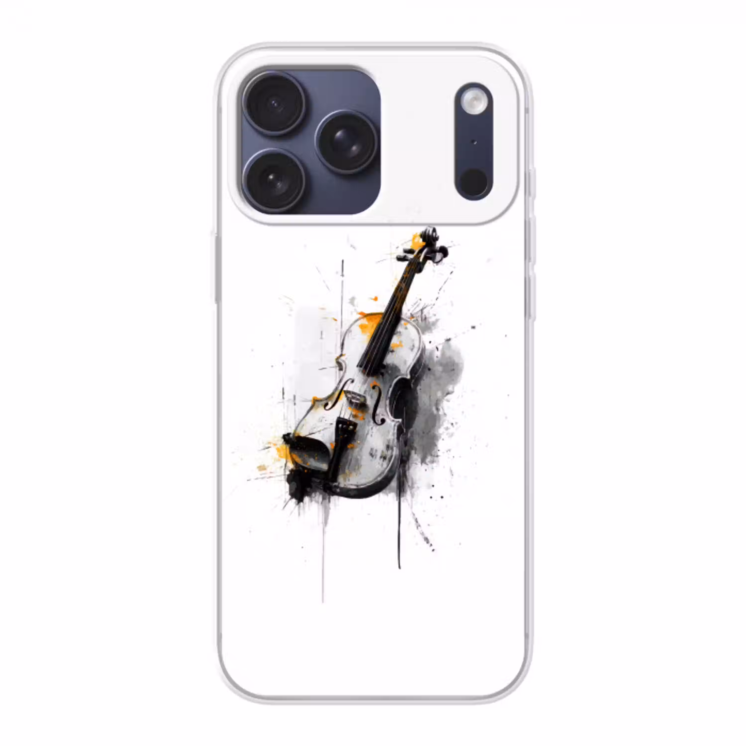 Viool - Oranje - Zwart - Penseelstreken Telefoonhoesje iPhone 17 Pro Max klein -3d
