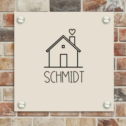 Huis illustratie - Modern Naambord Vierkant klein -sfeer2