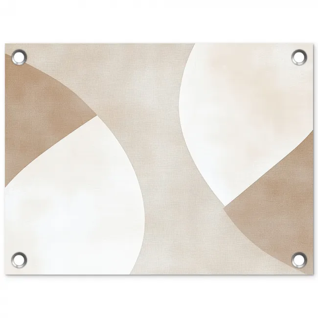 Bruin - Japandi - Abstract tuinposter los doek klein -3d