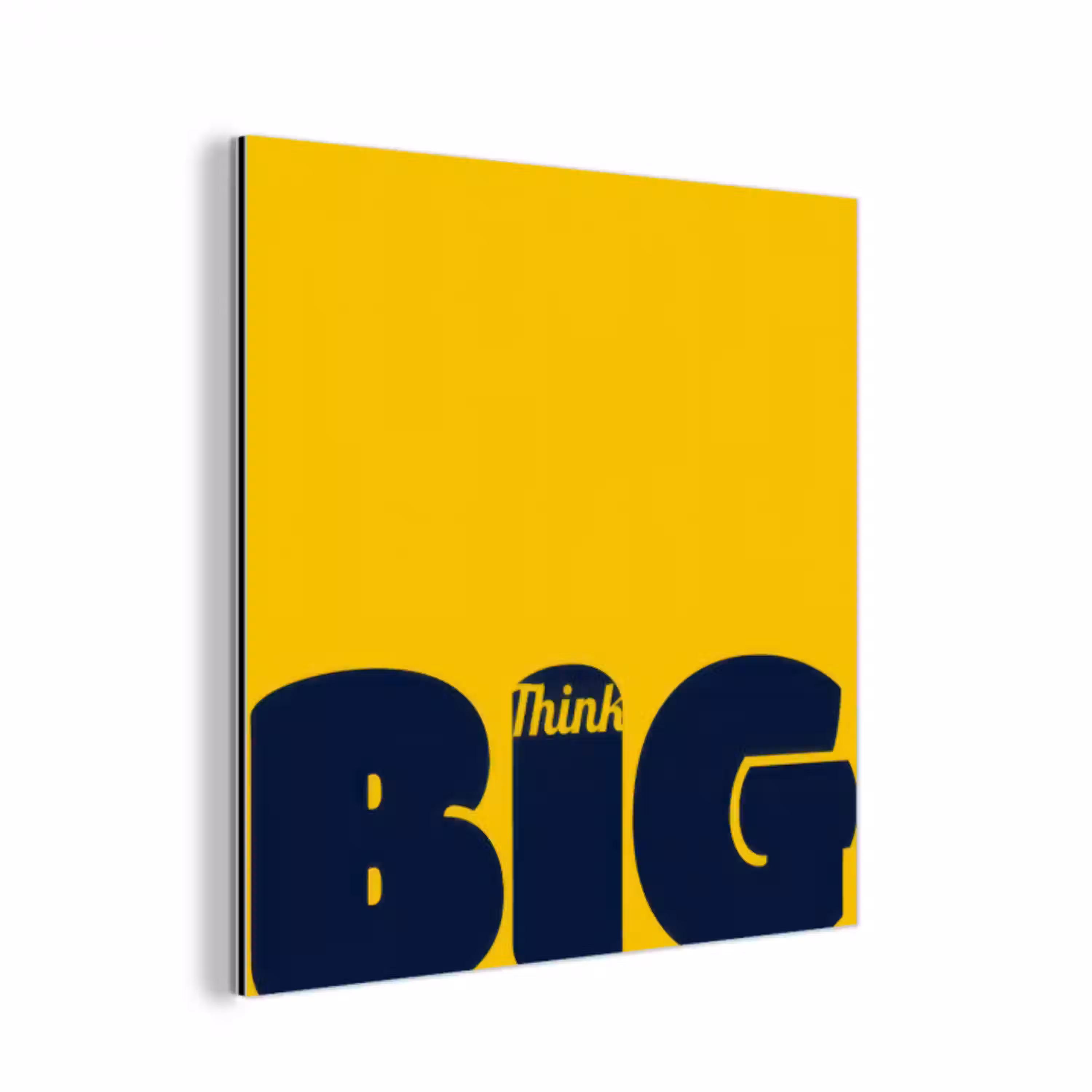 Geel - Think big - Grafisch aluminium wit klein -3d