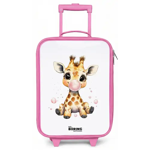 Giraffe met roze kauwgombal Kinderkoffer - Roze klein -zz3dotto