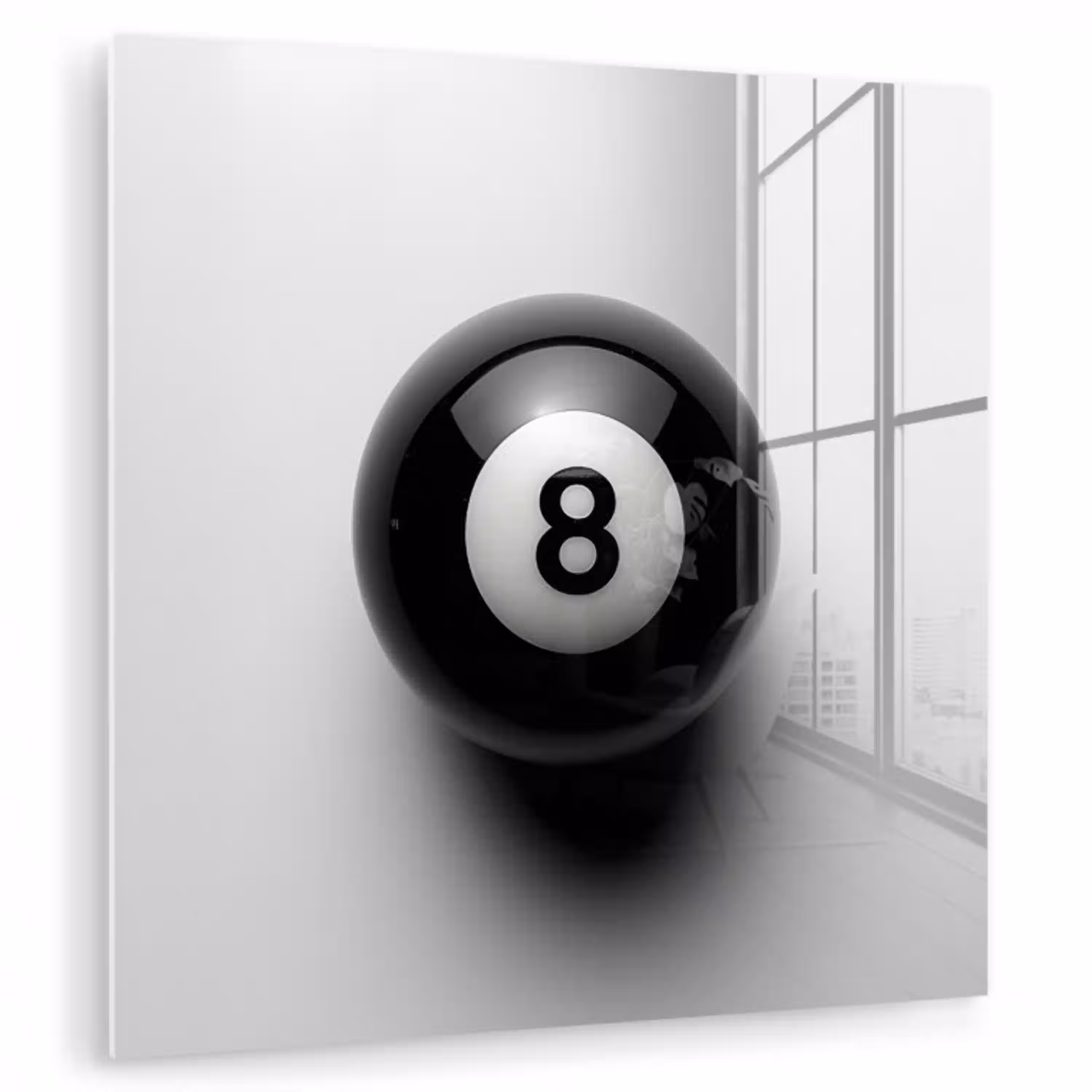 Biljartbal - Getal - Acht - Wit plexiglas 5mm klein -zzzproduct_nieuw