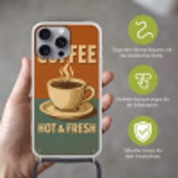 Koffie - Kop - Vintage - Quote Hoesje iPhone 16 Pro Max met koord klein -sfeer2_DE