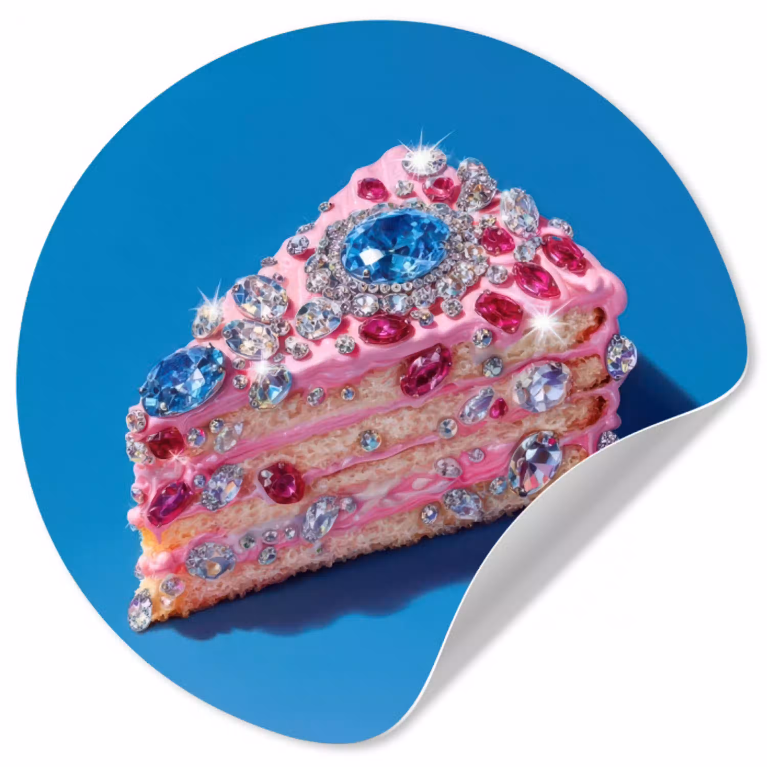 Taart - Edelstenen - Glitters - Roze Wandcirkel behangsticker klein -3d