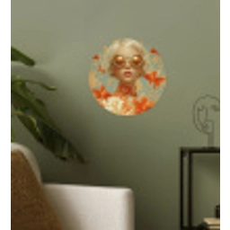 Goudvissen - Oranje - Vrouw - Blond Wandcirkel behangsticker klein -sfeer2