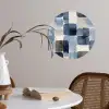 Patroon - Blauw - Vierkanten Wandcirkel behangsticker klein -sfeer3