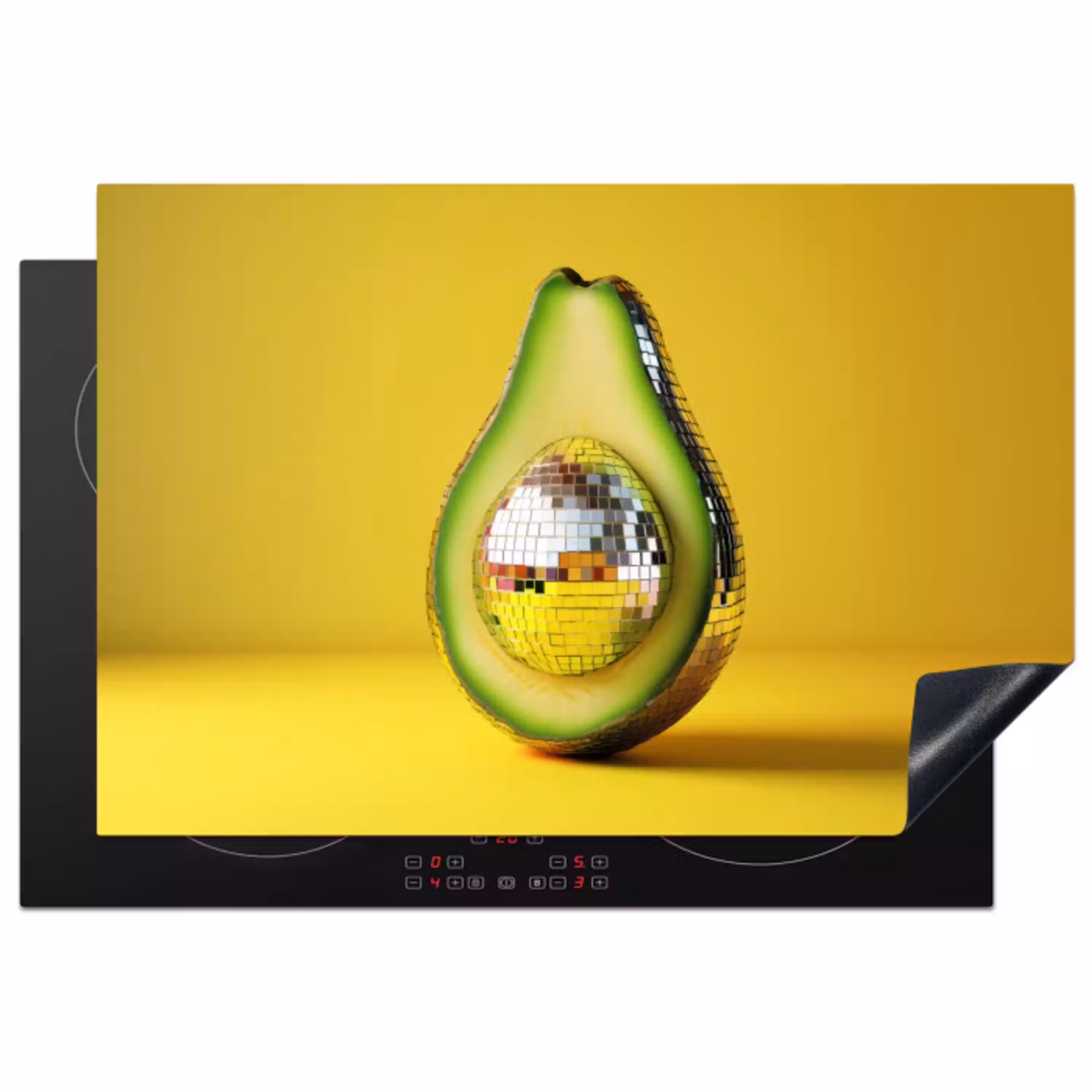Avocado - Discobal - Geel - Glitter Inductie beschermer vinyl 3mm klein -3d