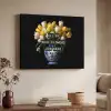 Quotes - Bloem - Tulp - Geel Textielframe zwart klein -sfeer3
