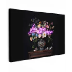 Neon - Vaas - Bloemen Tuinposter op houten frame 2 cm dik klein -3d