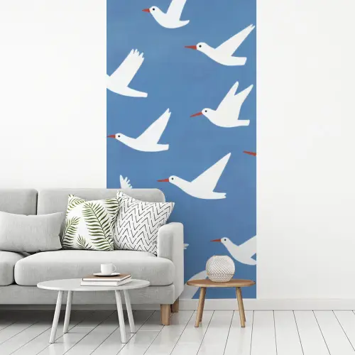 Vogels - Wit - Patroon fotobehang vinyl groot -woonkamer