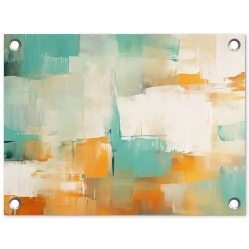 Kunst - Abstract - Blauw - Wit tuinposter los doek klein -3d