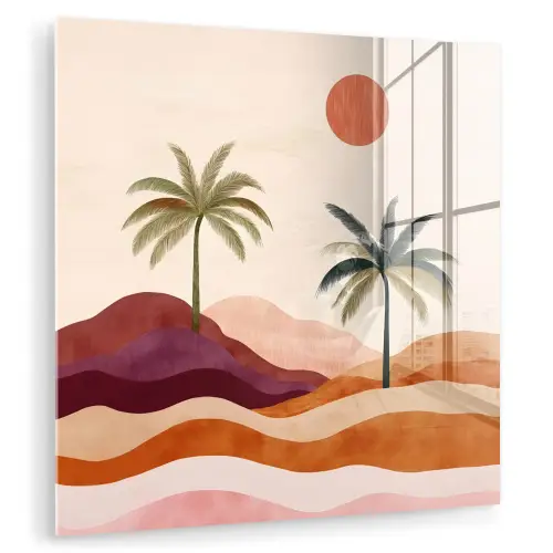 Palmbomen - Abstract - Zon - Heuvels plexiglas 5mm klein -zzzproduct_nieuw