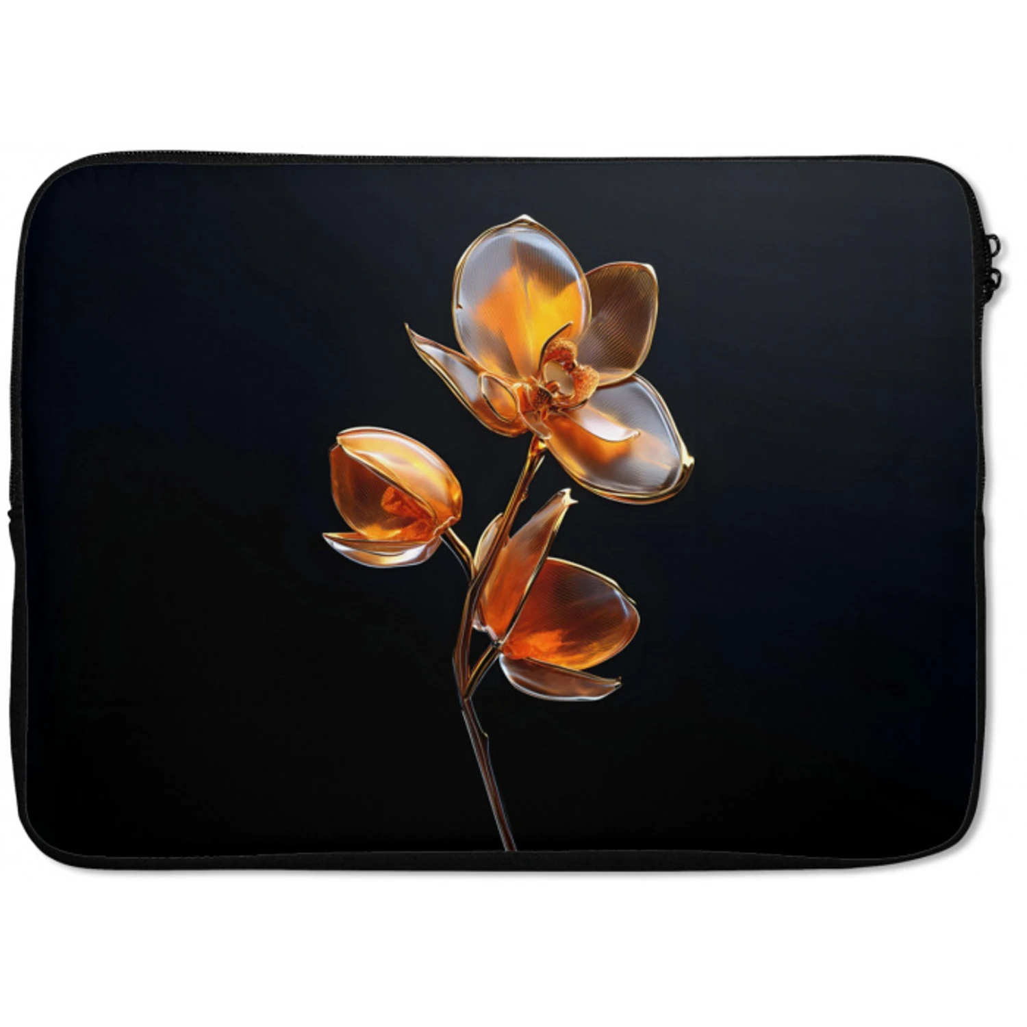 Bloem - Orchidee - Oranje laptophoes neopreen klein -zkaufland3dotto