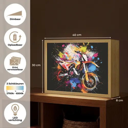 Graffiti - Sport - Motor - Motorcross Light Box met batterij (Wandlamp) middel -USP_websiteoverzichtNL