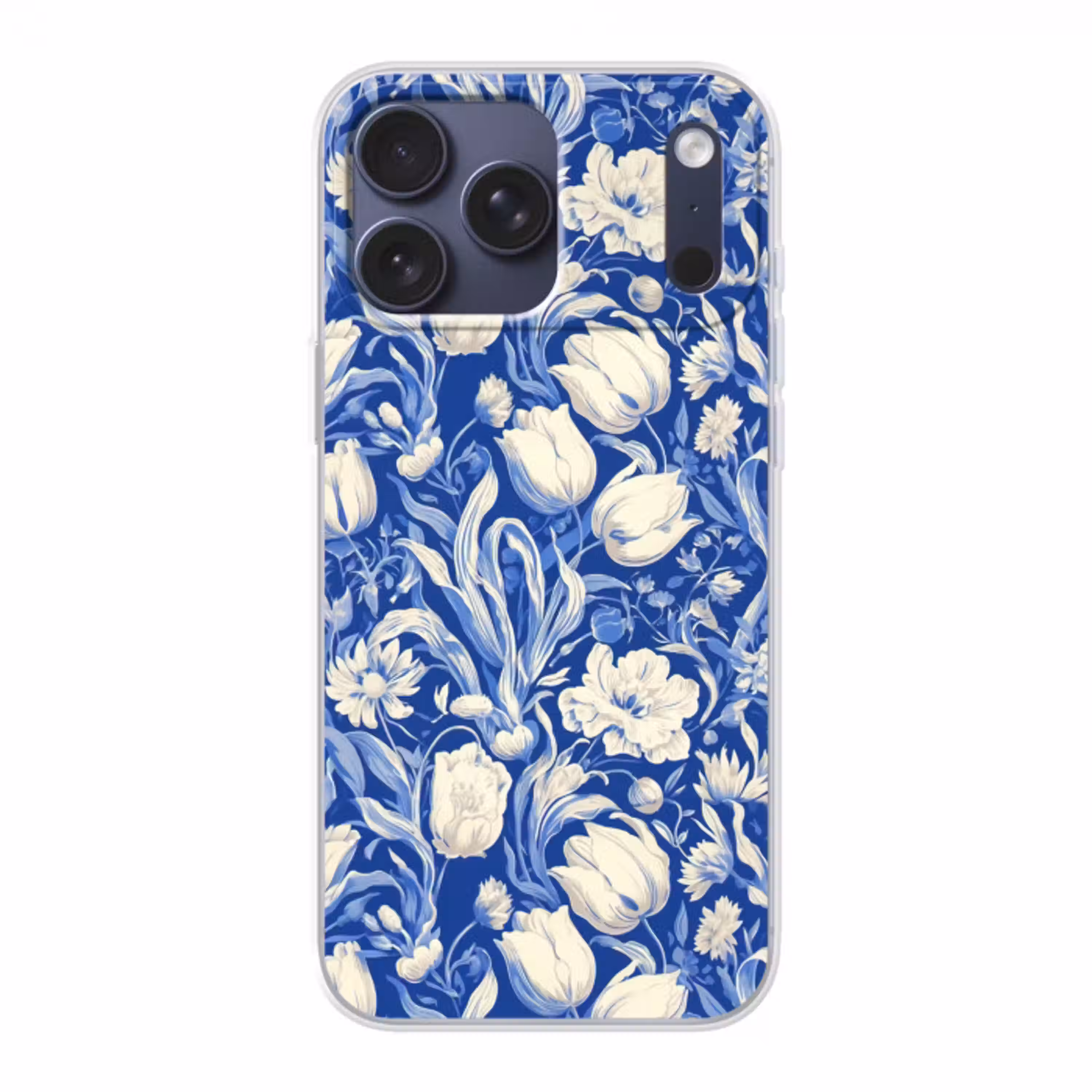 Bloemen - Delfts Blauw - Patroon - Tulp Telefoonhoesje iPhone 17 Pro Max klein -3d