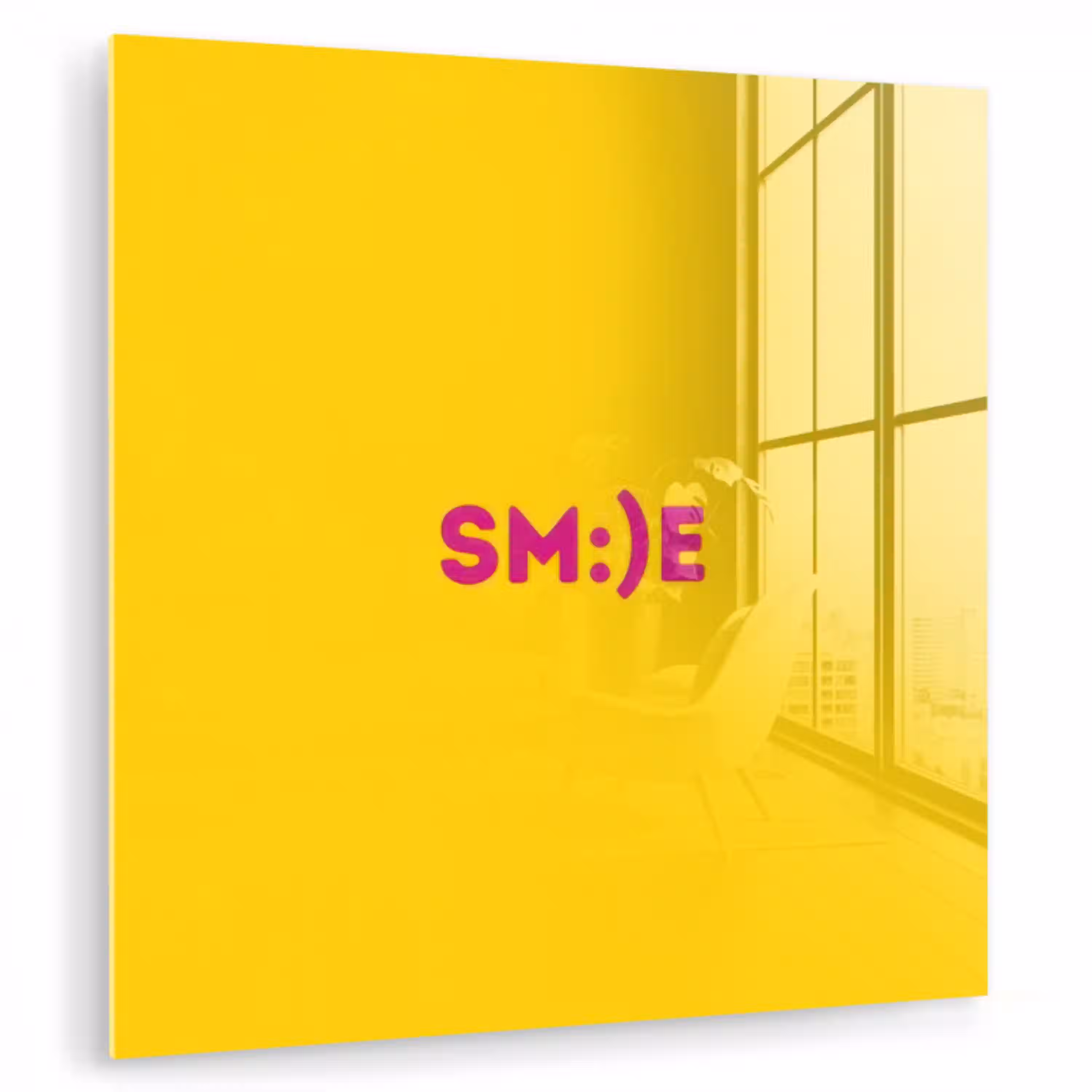 Smile - Roze - Geel plexiglas 5mm klein -zzzproduct_nieuw
