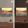 Klaproos - Bloemenveld - Kleurrijk Light Box met batterij (Wandlamp) middel -sfeer3